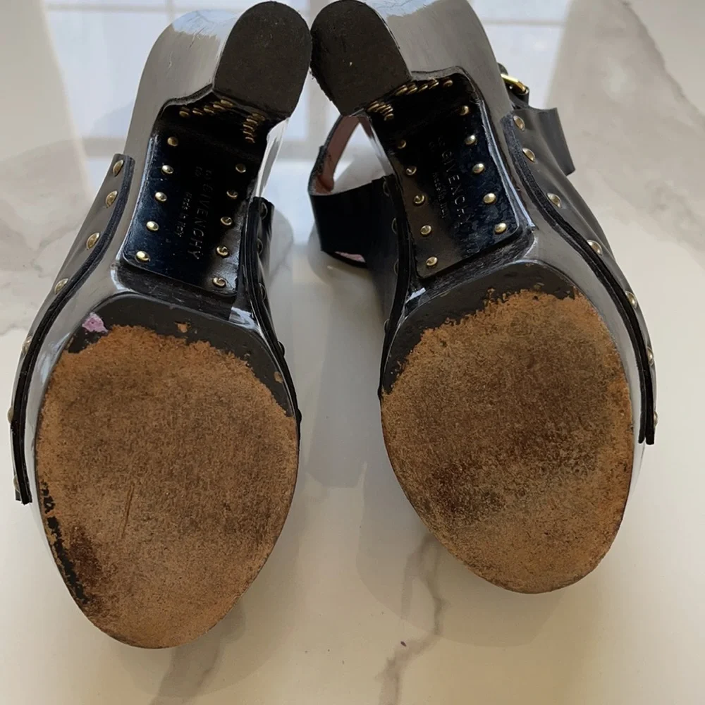 Givenchy Black Leather Platform Clog Sandals